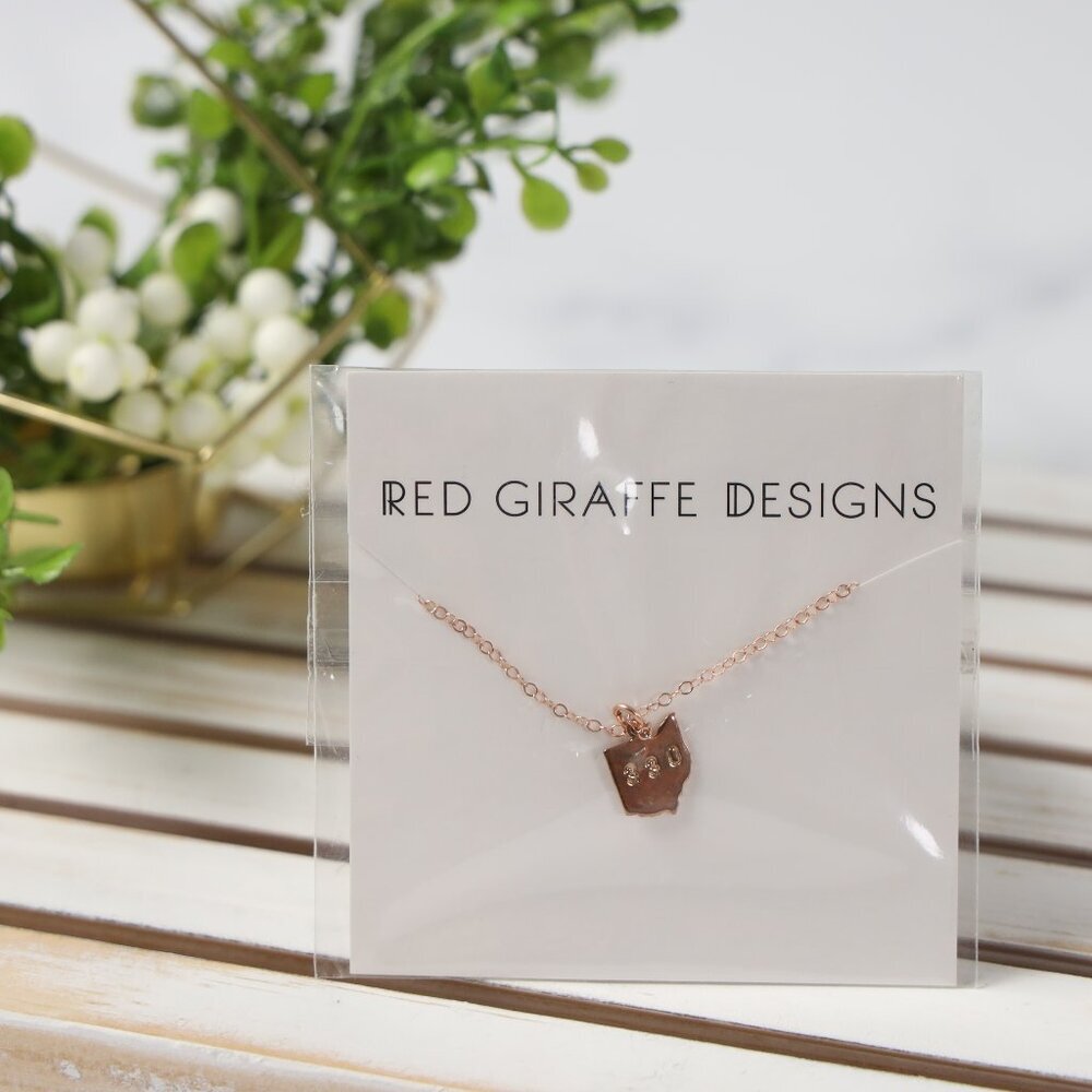 Red Giraffe Designs Rose Gold Ohio 330 Necklace - NWT